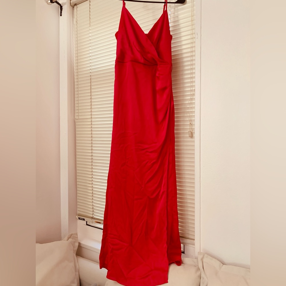 EXPRESS Satin Wrap Front Maxi Dress